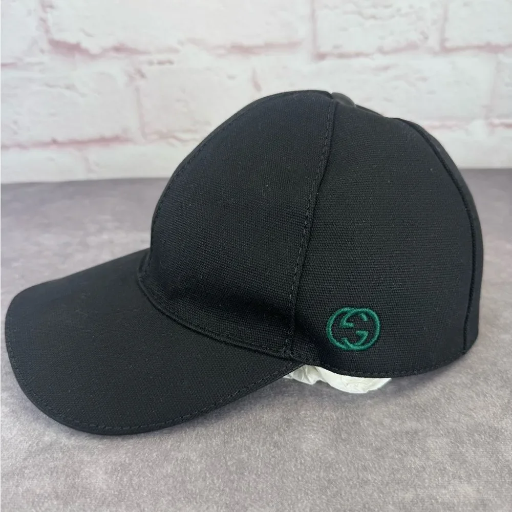 Authentic Gucci Gg Interlocking Logo Black Baseball Cap Hat